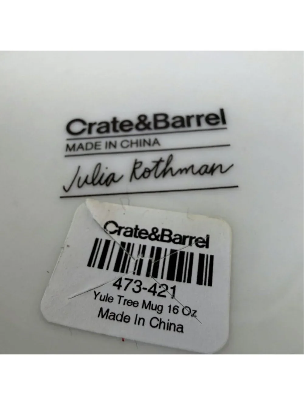 Crate & Barrel Julia Rothman Mug Holiday Trees Ceramic Coffee Tea Cup Christmas